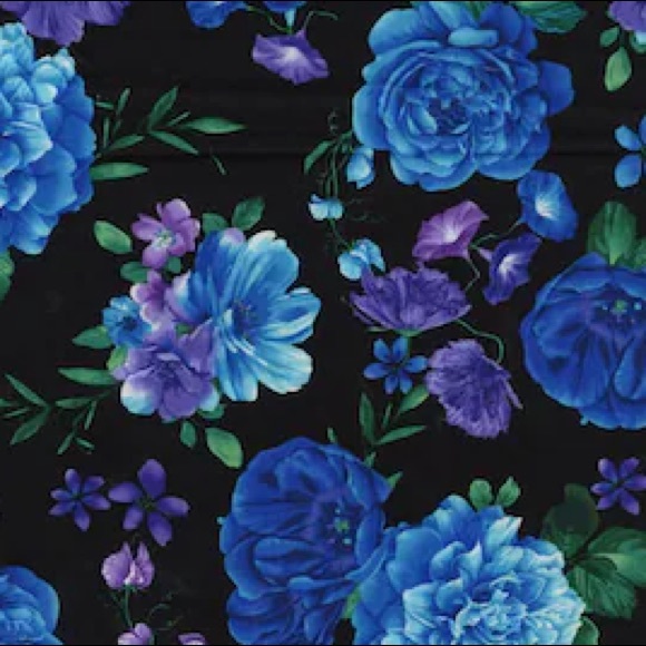 Blue purple multi floral 1/2 yard pre cut fabric New sewers crafters DIY project - Picture 1 of 2